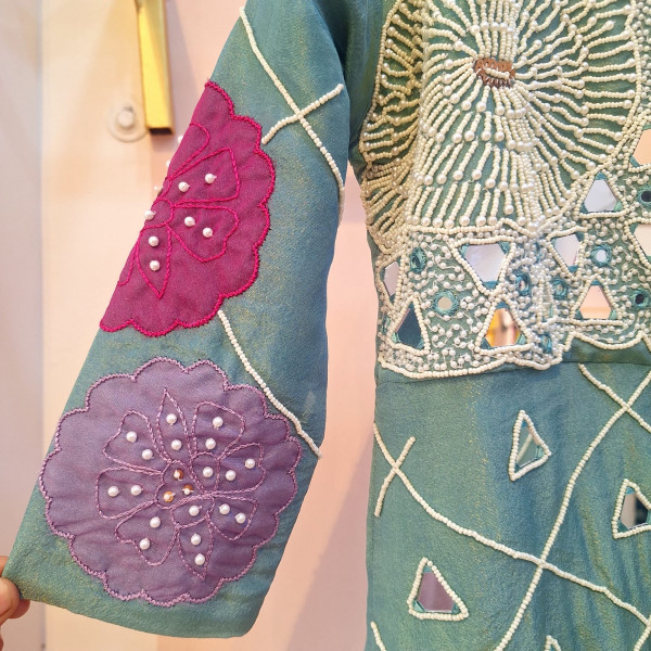 TURQUOISE BLUE TISSUE JUMPSUIT KIDS SET