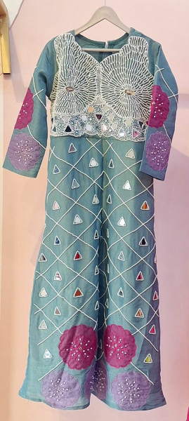 TURQUOISE BLUE TISSUE JUMPSUIT KIDS SET