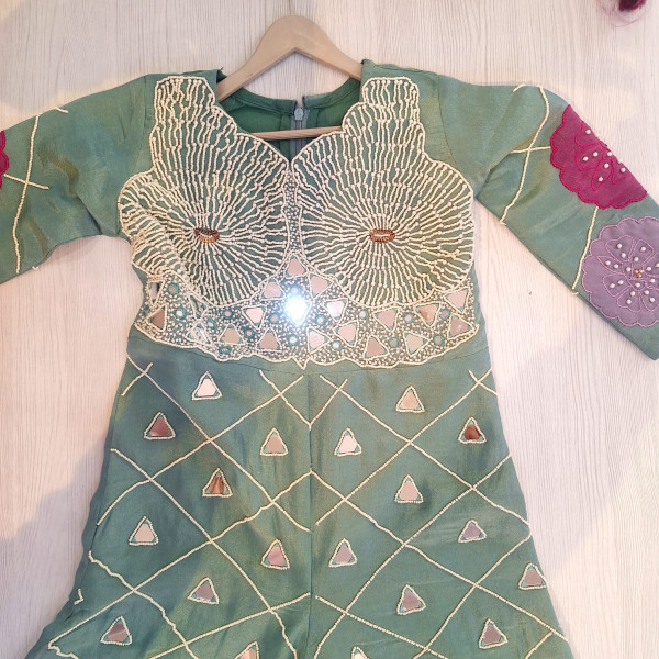 TURQUOISE BLUE TISSUE JUMPSUIT KIDS SET