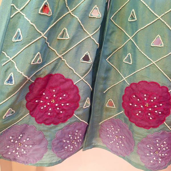 TURQUOISE BLUE TISSUE JUMPSUIT KIDS SET