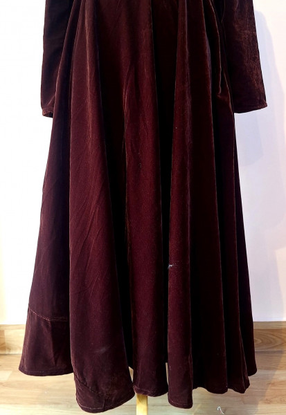 BROWN VELVET HANDWORK ONE PIECE WITH JACKET SET