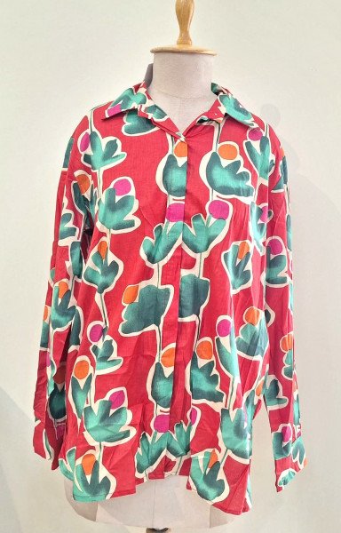 RED  WESTERN STYLE COTTON SHIRT