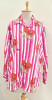 DARK PINK ROSE PINK AND WHITE STRIPED WESTERN STYLE COTTON SHIRT