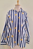 NAVY BLUE AND WHITE STRIPED WESTERN STYLE COTTON SHIRT