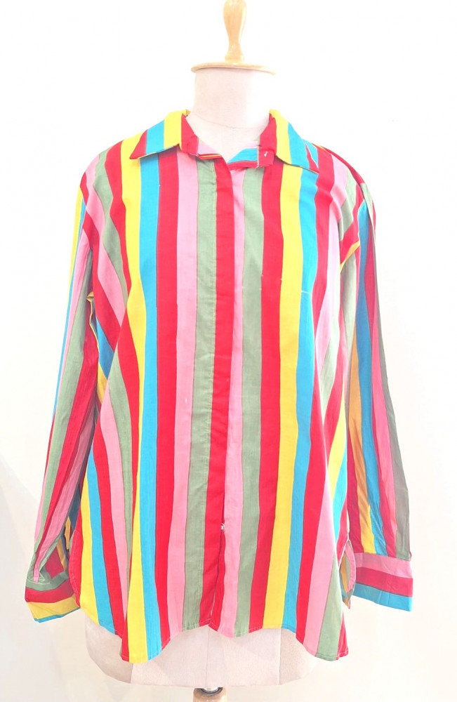 Image of MULTI COLOUR STRIPED WESTERN STYLE COTTON SHIRT