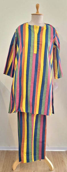 MULTI COLOUR STRIPED COTTON CO-ORD SET
