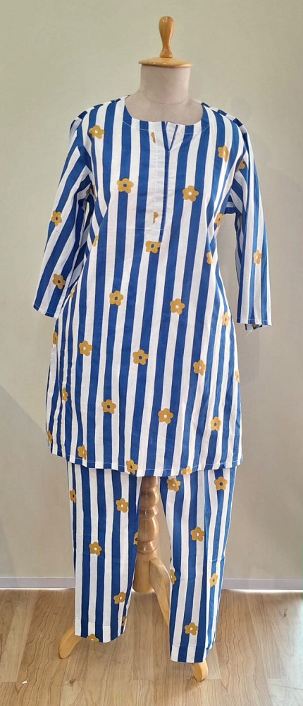 Image of BLUE AND WHITE STRIPED COTTON CO-ORD SET