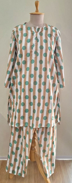 PEACH AND WHITE STRIPED COTTON CO-ORD SET