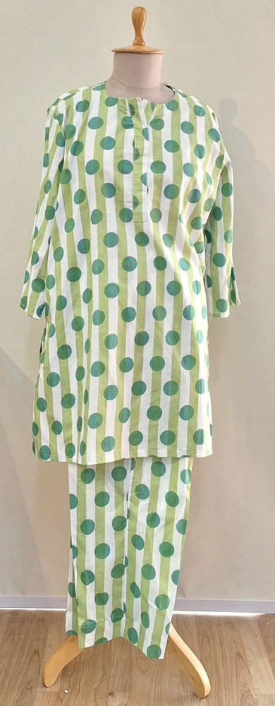 Image of MINT GREEN AND WHITE STRIPED COTTON CO-ORD SET