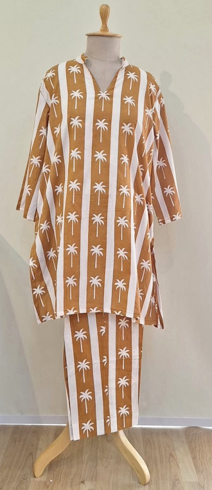 Image of PEACH AND WHITE STRIPED COTTON CO-ORD SET