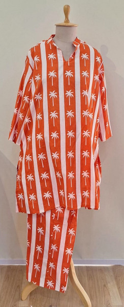 ORANGE AND WHITE STRIPED COTTON CO-ORD SET