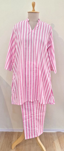 LIGHT PINK AND WHITE STRIPED COTTON CO-ORD SET