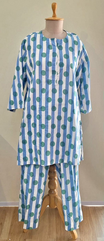 Image of BLUE AND WHITE STRIPED COTTON CO-ORD SET