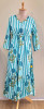AQUA BLUE LIGHT BLUE AND WHITE STRIPED COTTON MIDI FROCK SET