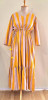 MUSTARD YELLOW AND PEACH STRIPED COTTON MIDI FROCK SET