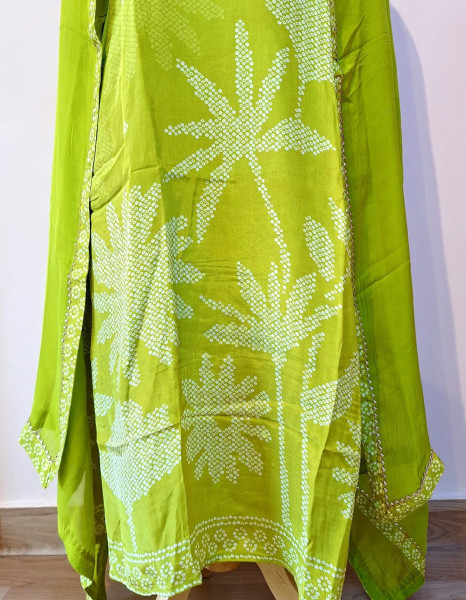 LIRIL GREEN BHANDHEJ SUIT PANT AND DUPATTA SET