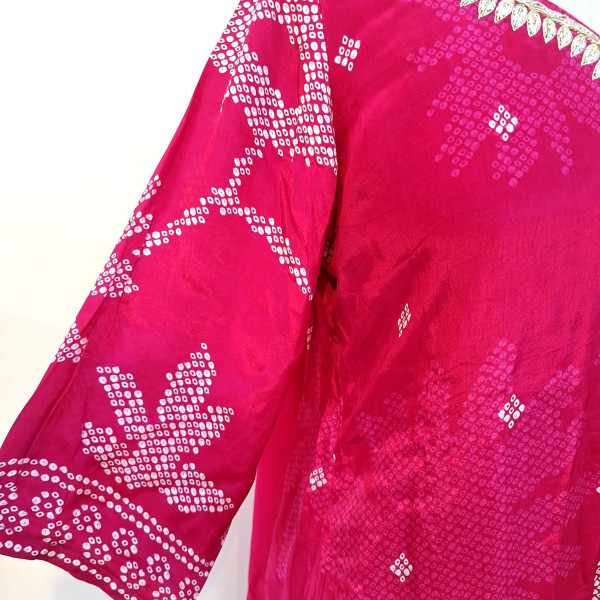 RANI PINK BHANDHEJ SUIT PANT AND DUPATTA SET
