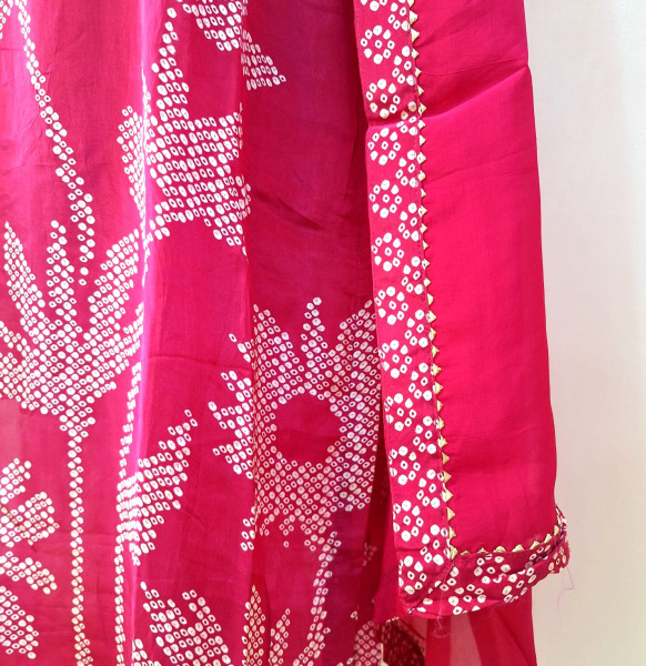 RANI PINK BHANDHEJ SUIT PANT AND DUPATTA SET
