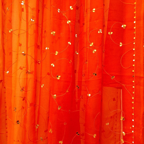 ORANGE DOLA SILK HANDWORK UNSTITCHED SUIT PANT AND DUPATTA SET