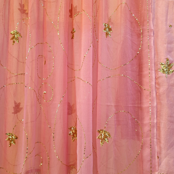 LIGHT PINK DOLA SILK HANDWORK UNSTITCHED SUIT PANT AND DUPATTA SET