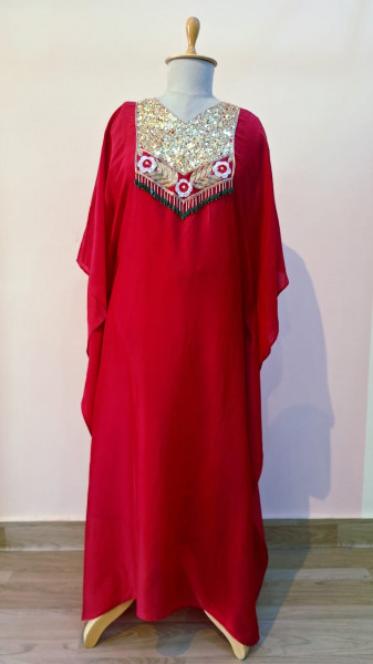 RED HANDWORK KAFTAN SET