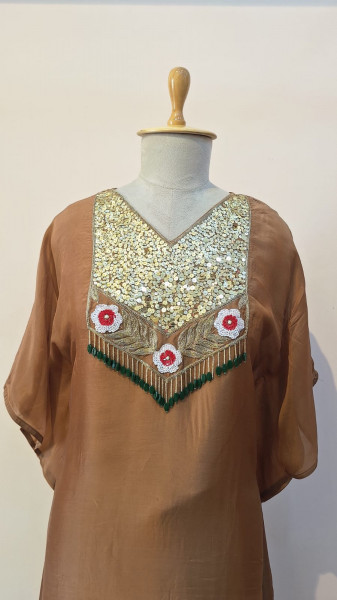 BROWN HANDWORK KAFTAN SET