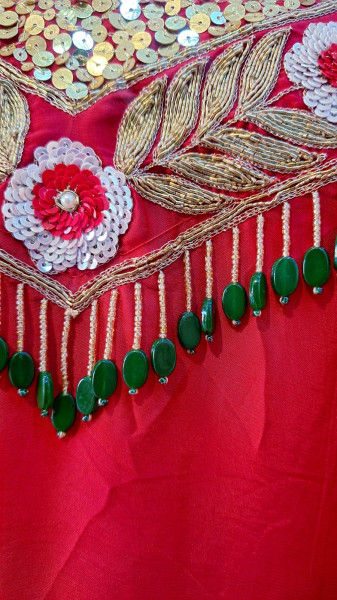 RED HANDWORK KAFTAN SET
