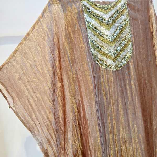 COPPER PURE TISSUE HANDWORK KAFTAN SET