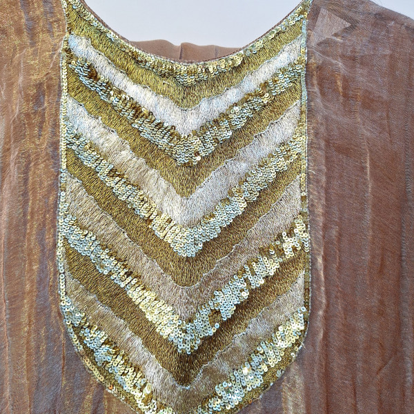 COPPER PURE TISSUE HANDWORK KAFTAN SET