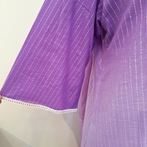 LAVENDAR  LUREX KURTI PANTS WITH DUPPTTA  SET