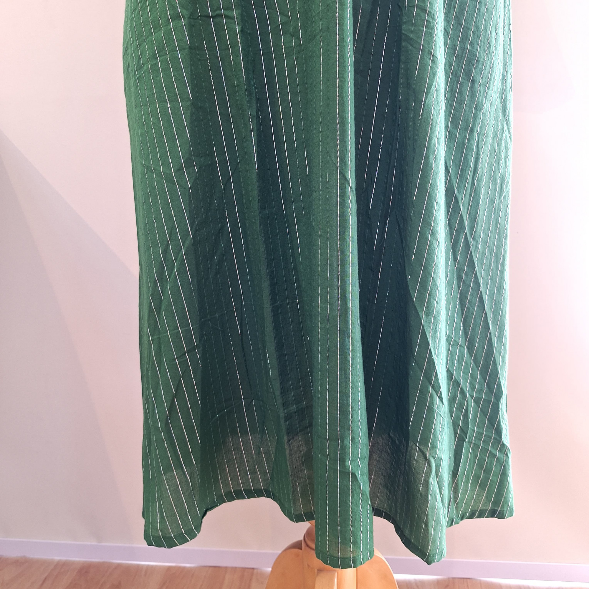 BOTTLE GREEN LUREX KURTI PANT WITH DUPPTTA SET