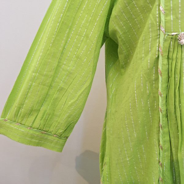 LIRIL GREEN LUREX KURTI PANT AND DUPPTTA SET