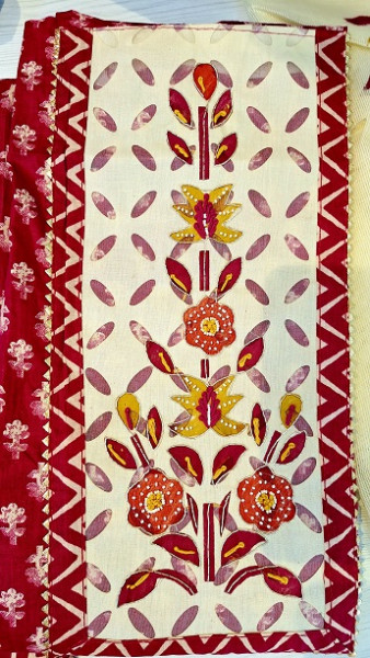 WINE COTTON HANDWORK SUIT SET