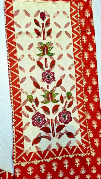 RUST ORANGE COTTON HANDWORK SUIT SET