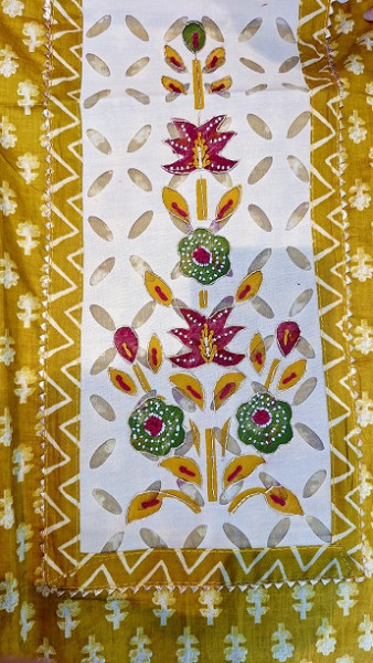 OLIVE GREEN COTTON HANDWORK SUIT SET