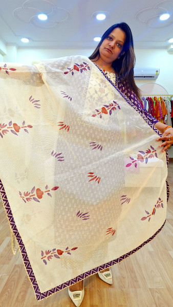 PURPLE PRINTED HANDWORK SUIT SET