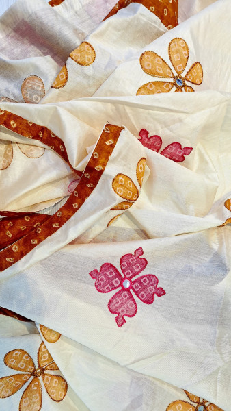 MUSTARD YELLOW COTTON BHANDEJ MIRROR HANDWORK SET