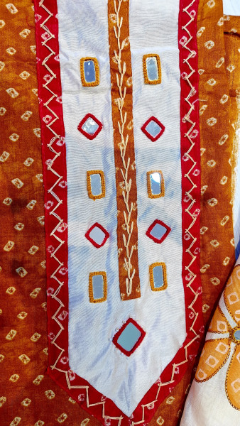 MUSTARD YELLOW COTTON BHANDEJ MIRROR HANDWORK SET