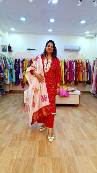 RANI BHANDEJ COTTON HANWDORK SUIT SET