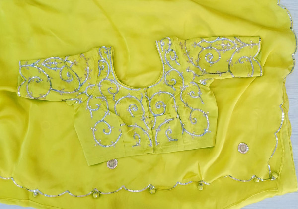 LIRIL GREEN HANDWORK SAREE