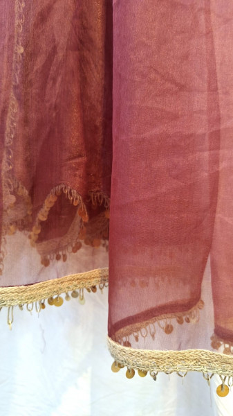 BROWN TISSUE HANDWORK ANARKALI SET