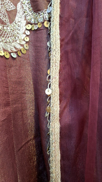 BROWN TISSUE HANDWORK ANARKALI SET