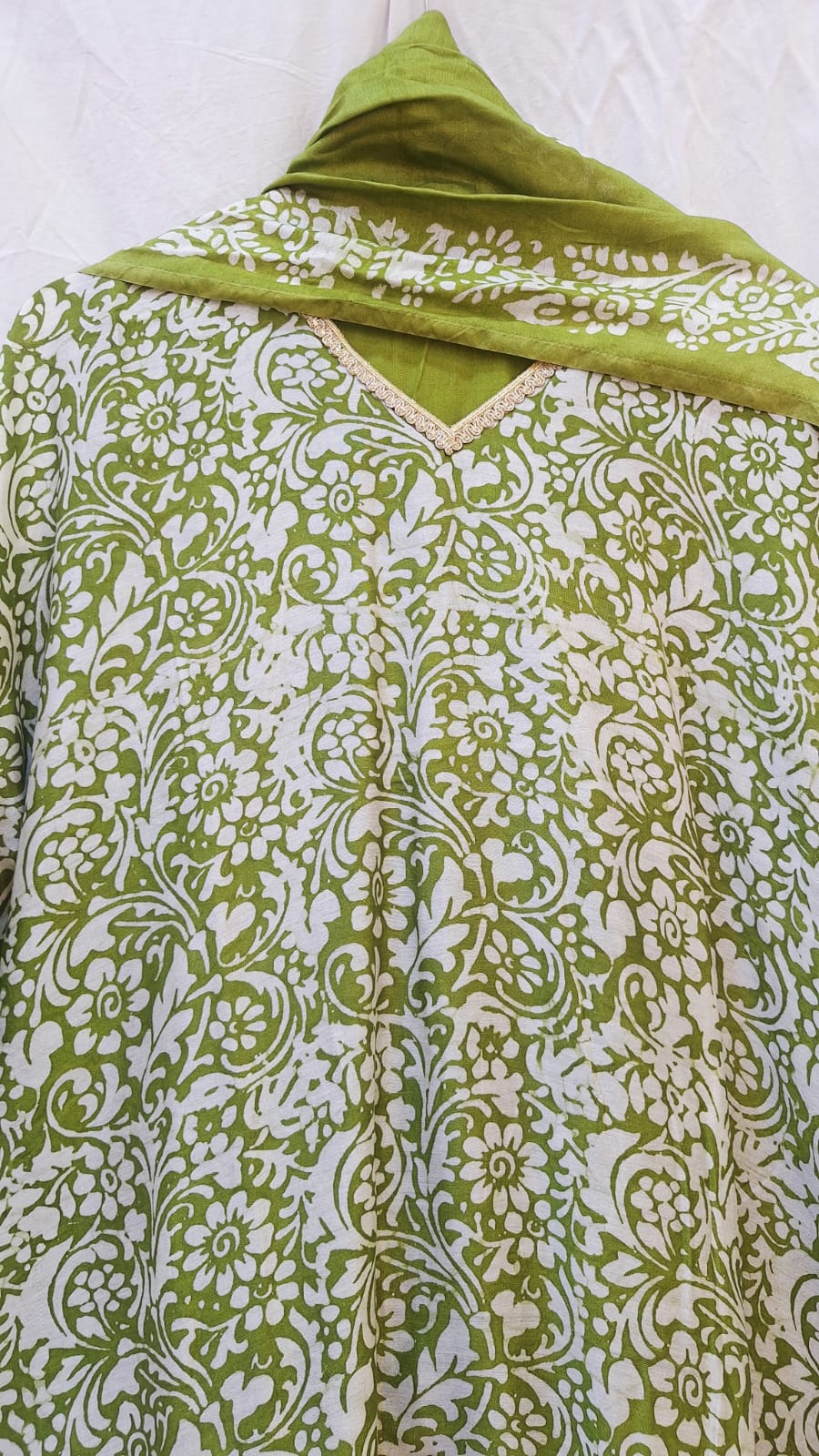 GREEN PRINTED SUIT PANT WITH DUPPTTA SET