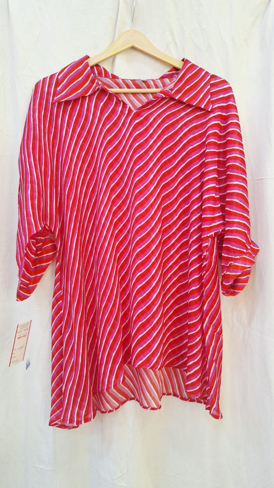 Image of RED PURPLE LEHRIYA CHINON SHIRT