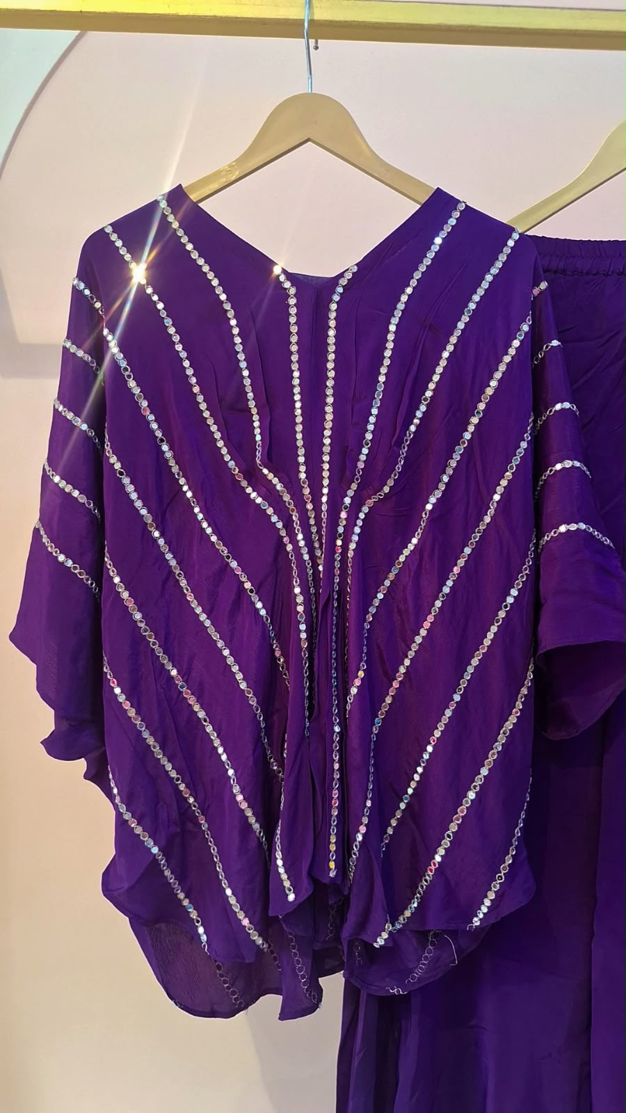 PURPLE WESTERN HANDWORK TOP WITH PLAZO SET