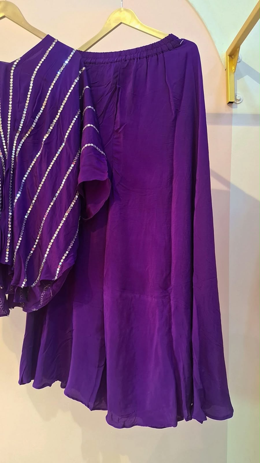 PURPLE WESTERN HANDWORK TOP WITH PLAZO SET