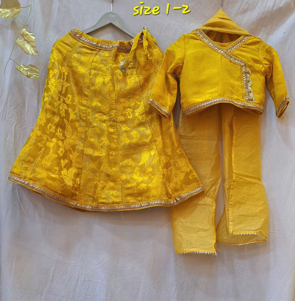 Image of YELLOW TOP SKIRT AND DUPPTTA SET
