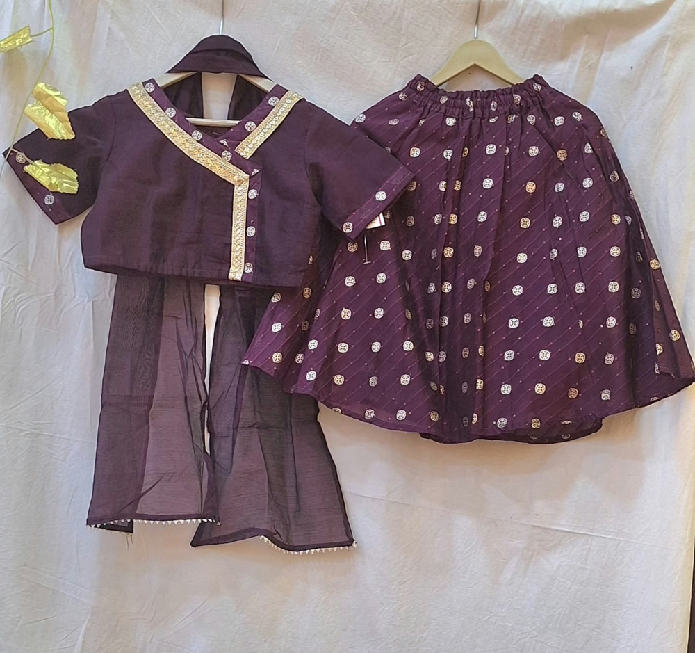 Image of PURPLE TOP SKIRT AND DUPPTTA SET