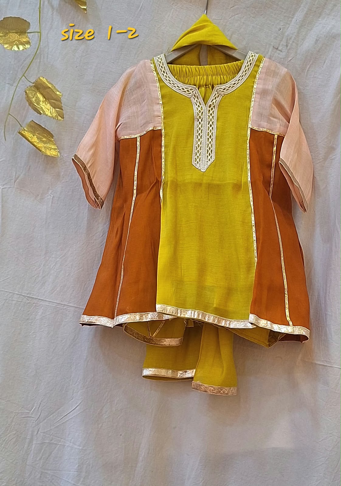 YELLOW MULTI TOP WITH PHARSHI PANT AND DUPPTTA SET