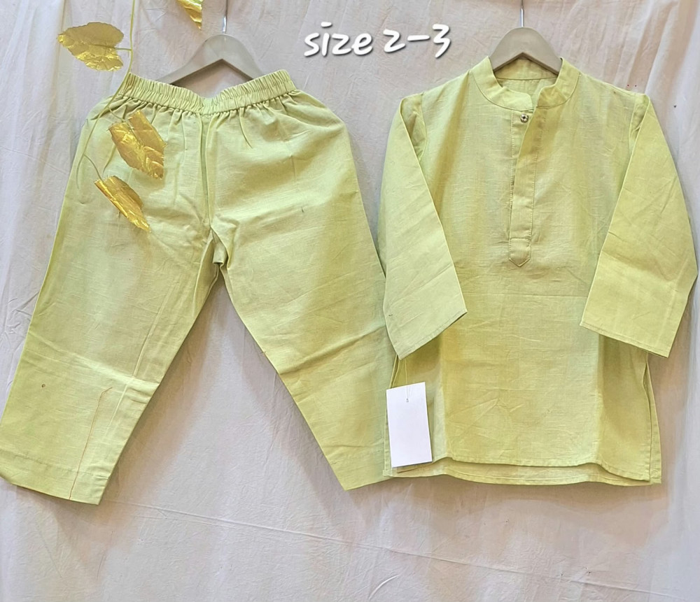 Image of GREEN LILAN KURTA PANT BOY SET